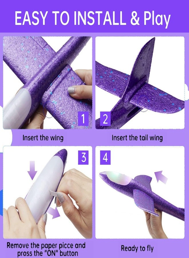 Tivcck 4 Pack LED Light Airplane Toys,17.5" Large Throwing Foam Plane,LED Foam Glider Planes,2 Flight Mode Glider Planes,Airplane Flying Toys for Kids Birthday Gift Outdoor Sport - Image 5